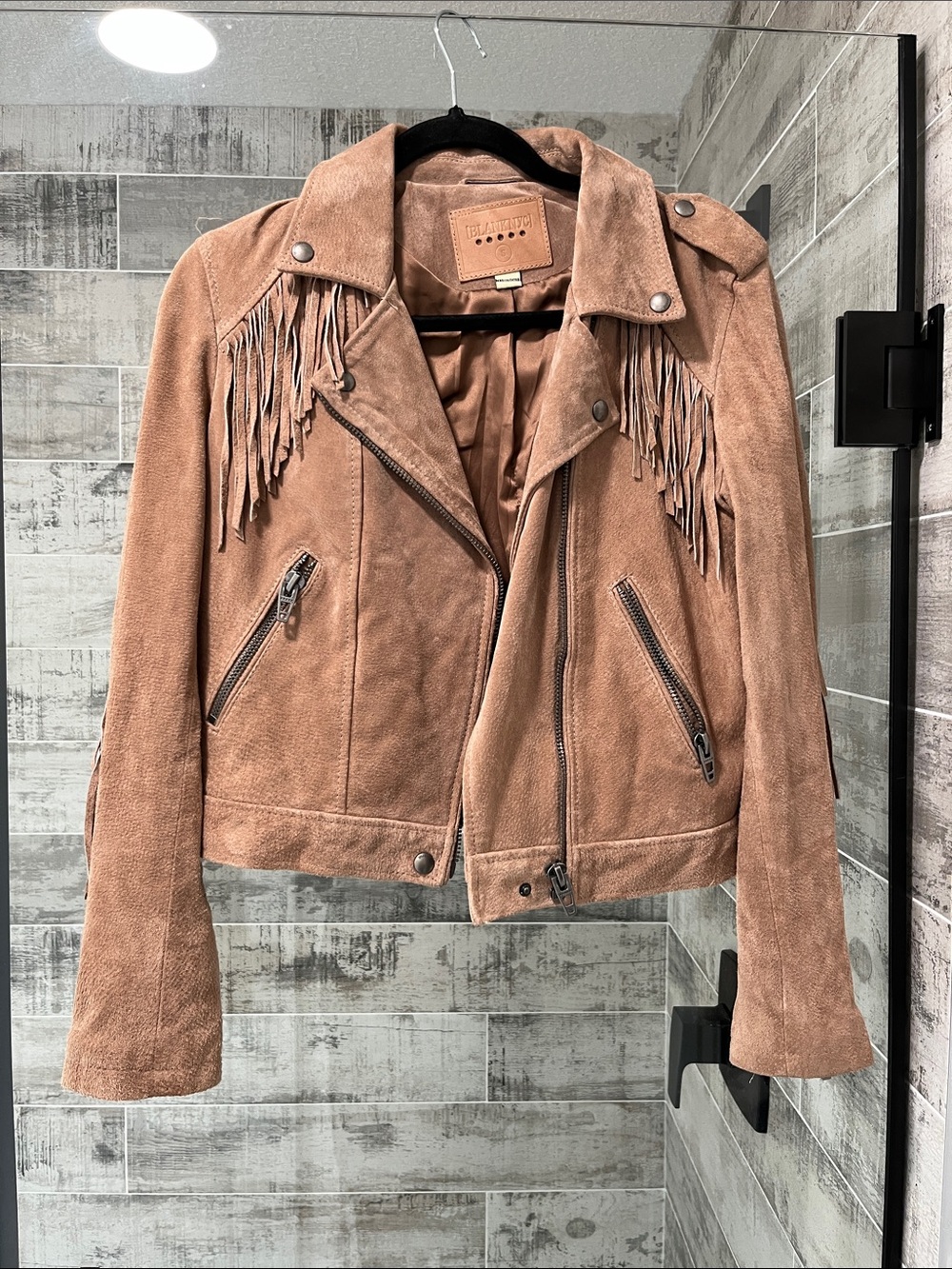 Blank NYC Suede Fringe Jacket - Dusty Tan